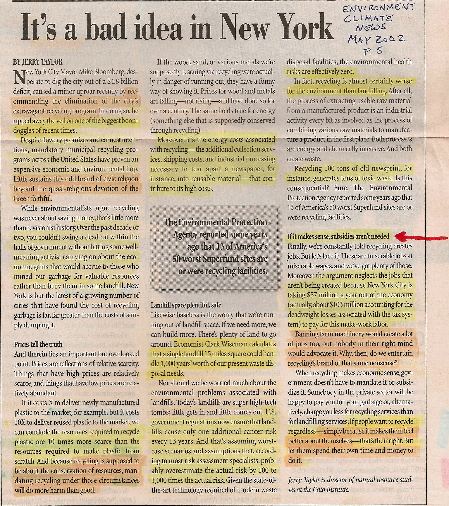 Bloomber Exposes the follow (and tyranny) of Mandatory Recycling