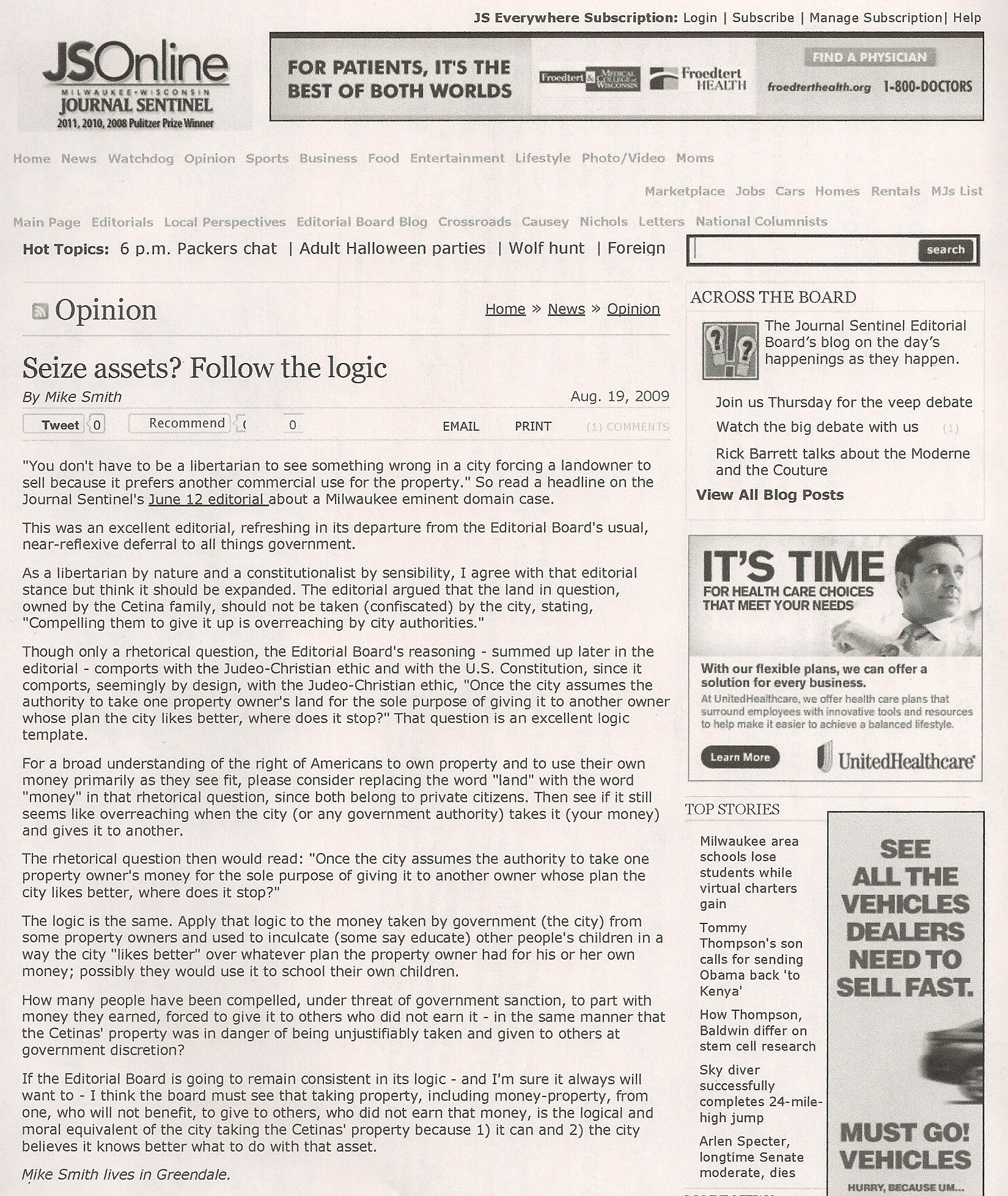 Journal Sentinel Perspective Offering:  Logic Lesson